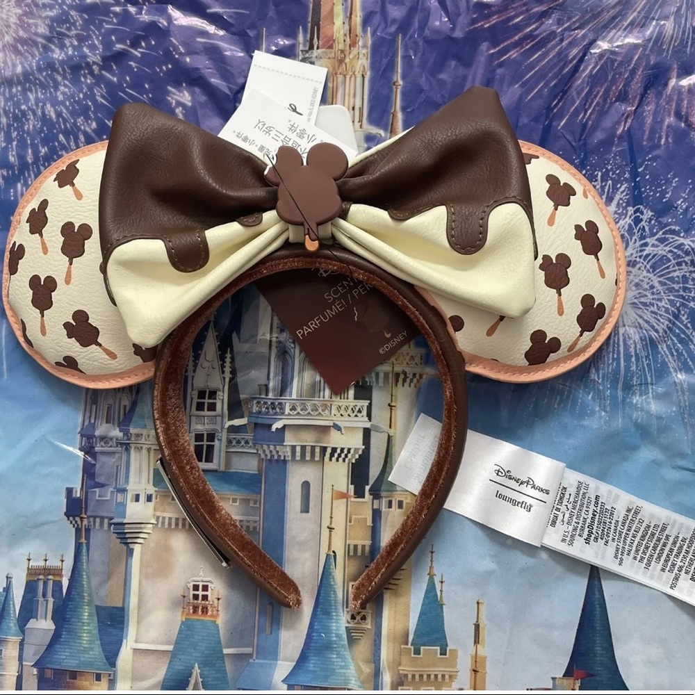 NEW 2022 Walt Disney Loungefly Minnie Mickey Ice Cream Bar SCENTED Headband Ears